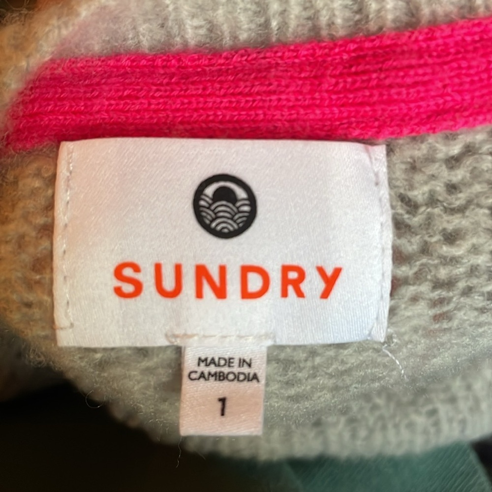 SUNDRY Rainbow Stripes Sweater Wool Cashmere - Picture 6 of 6